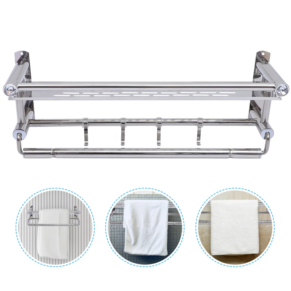 

Wall-mounted Storage Rack Decorative Storage Stand with Screw Glue (Steel Color)