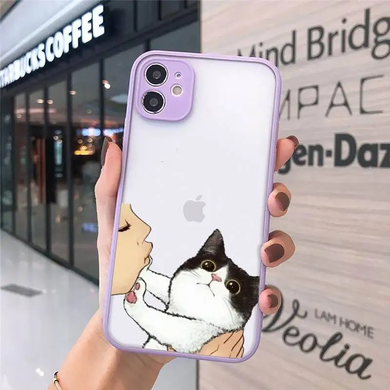 

Don't kiss My Cat cute cat Phone Cases matte transparent For iphone 7 8 11 12 plus mini x xs xr pro max cover