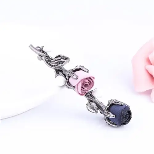 Заколка для волос с цветком розы заколка кристаллами стразы листья элегантная