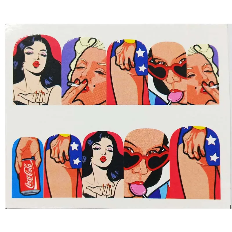 Стикер для ногтей, женские красные губы, летние цветные переводные наклейки для ногтей, УФ Гель-лак, сделай сам, наклейки C01