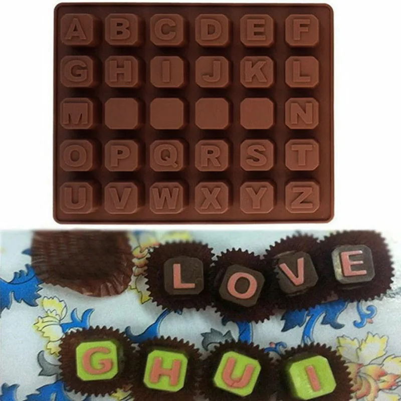 Silicone Alphabet Ice Cube Mould 30 DIY BRICKS NAMES LETTER WORD Chocolate Candy Mold Kitchen Tool | Дом и сад