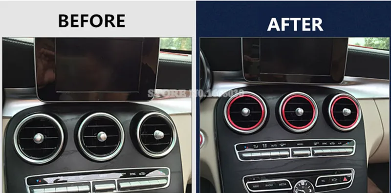 Красное внутреннее вентиляционное отверстие крышка с кольцом отделка 7 шт. для Benz