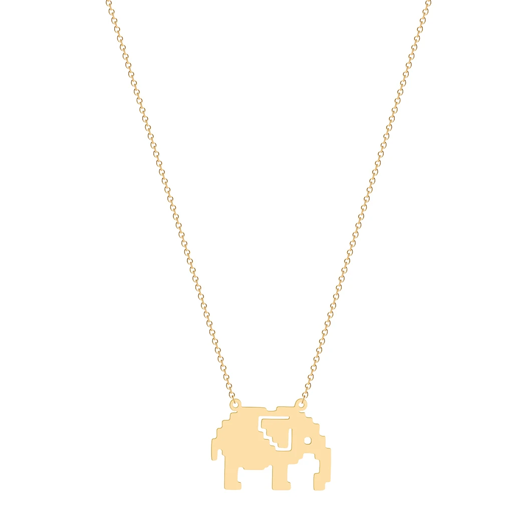 

Kinitial Animal Stainless Steel Elephant Pendant Necklace For Women New Maxi Statement Necklaces Collier Charm Choker Jewelry