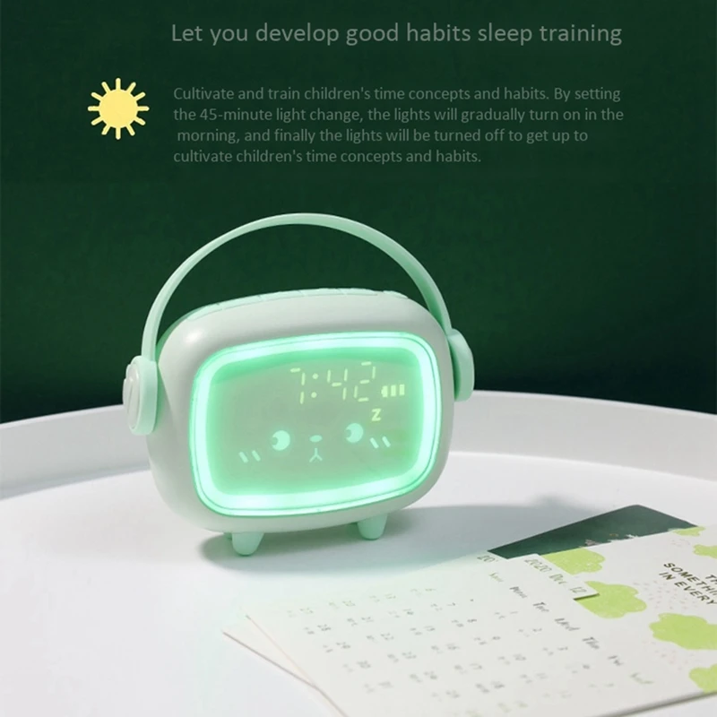 

Cute Alarm Clock for Kids OK to with Night Light Temperature 6 Ringtone Wake Sound Activated Alarm Clock Rechargeable