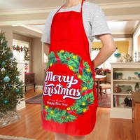 1Pcs Red Christmas Aprons Adult Santa Claus Aprons Women and Men Dinner Party Decor Home Kitchen Cooking Baking Cleaning Apron