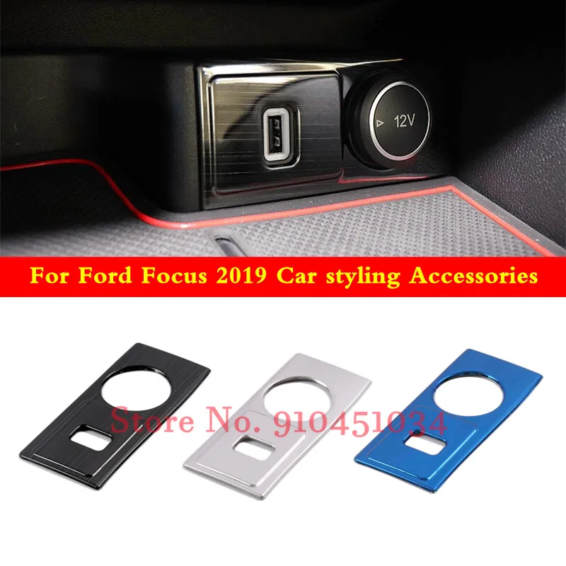 

Stainless Steel For Ford Focus MK4 2019 2020 USB hole cover Car interior decoration modification Accessories car-styling parts