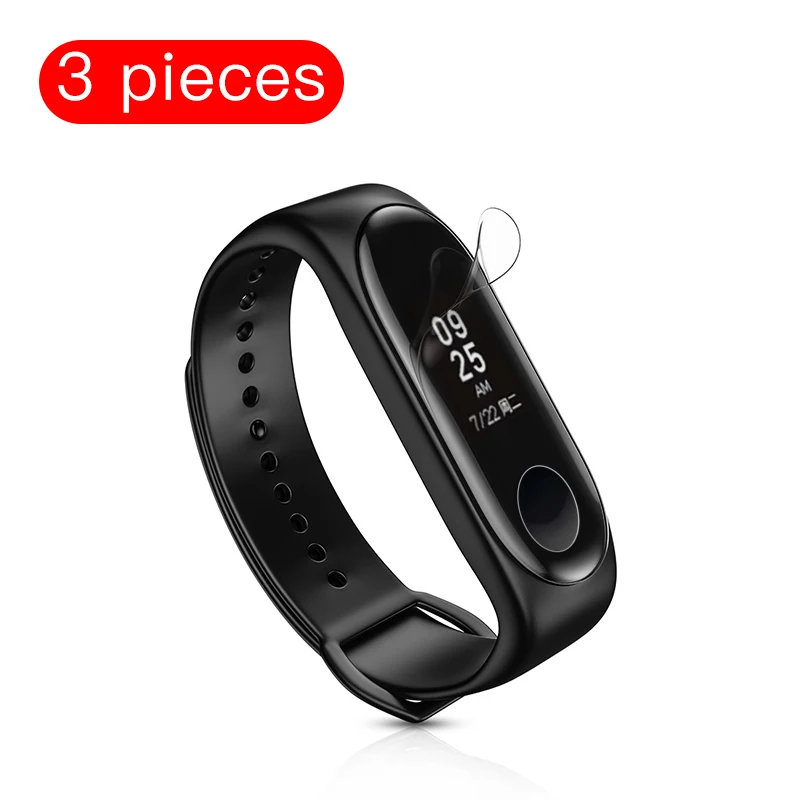 3 Pieces PZOZ Гидрогелевая пленка для Xiaomi Mi Band 4 3 2, умный браслет на весь экран, Защитная пленка для Xiaomi Mi Band 3 2 HD, изогнутая пленка - Цвет: 3 Pieces