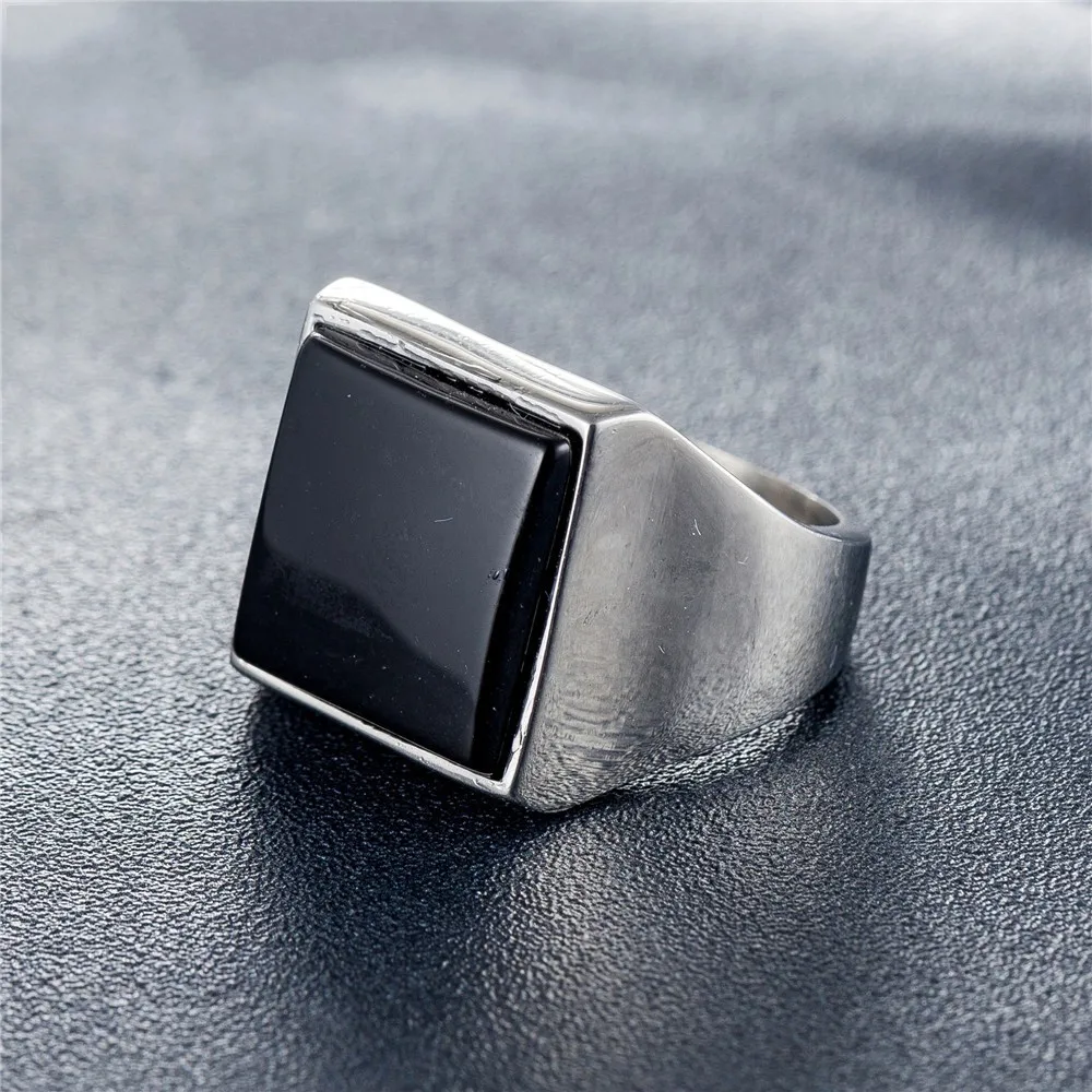 Кольцо мужское из нержавеющей стали гладкое черное в стиле панк хип-хоп вечерняя