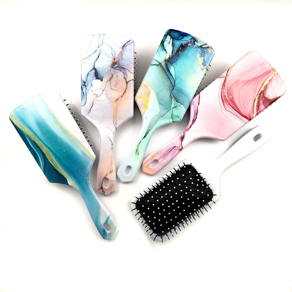 

Marble Pattern Hair Brush Massage Electroplate For Salon Hairdressing Straight Curly Styling Women Girls Hair Comb Styling Tool