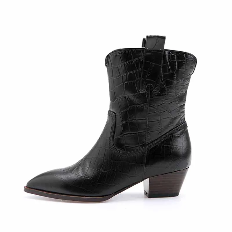 Женские ковбойские ботильоны на высоком каблуке осень/зиму|Женские полусапожки|