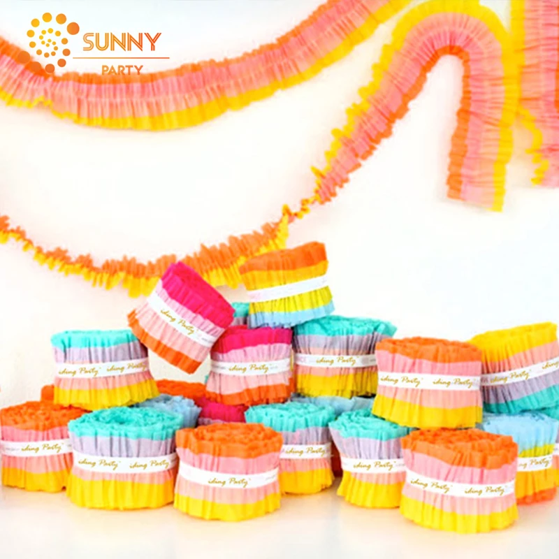Трехцветная плиссированная Бумажная гирлянда 7 см * 3 м ручные ленты для свадебной