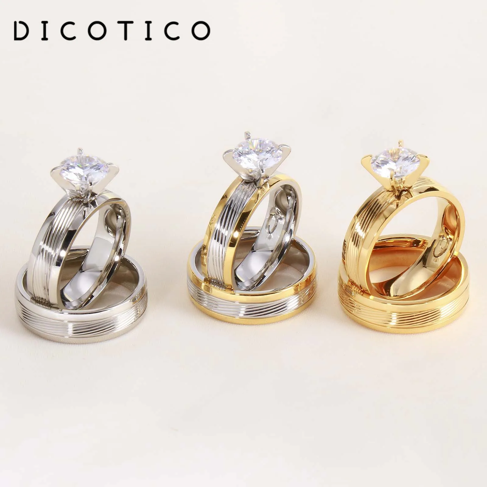 Бижутерия для влюбленных из циркония свадебные кольца золотого цвета