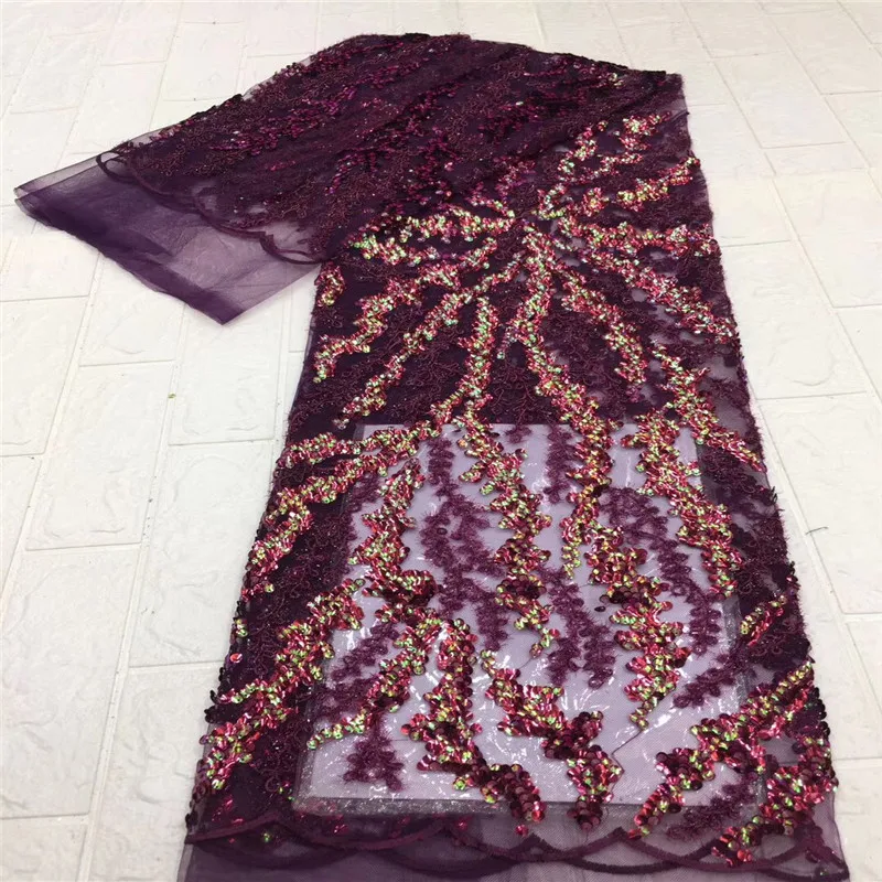 

High Quality 2020 white Nigerian Lace Fabric Red Sequins Lace Fabric African Net lace French Sequin Tulle Lace Fabric Wedding