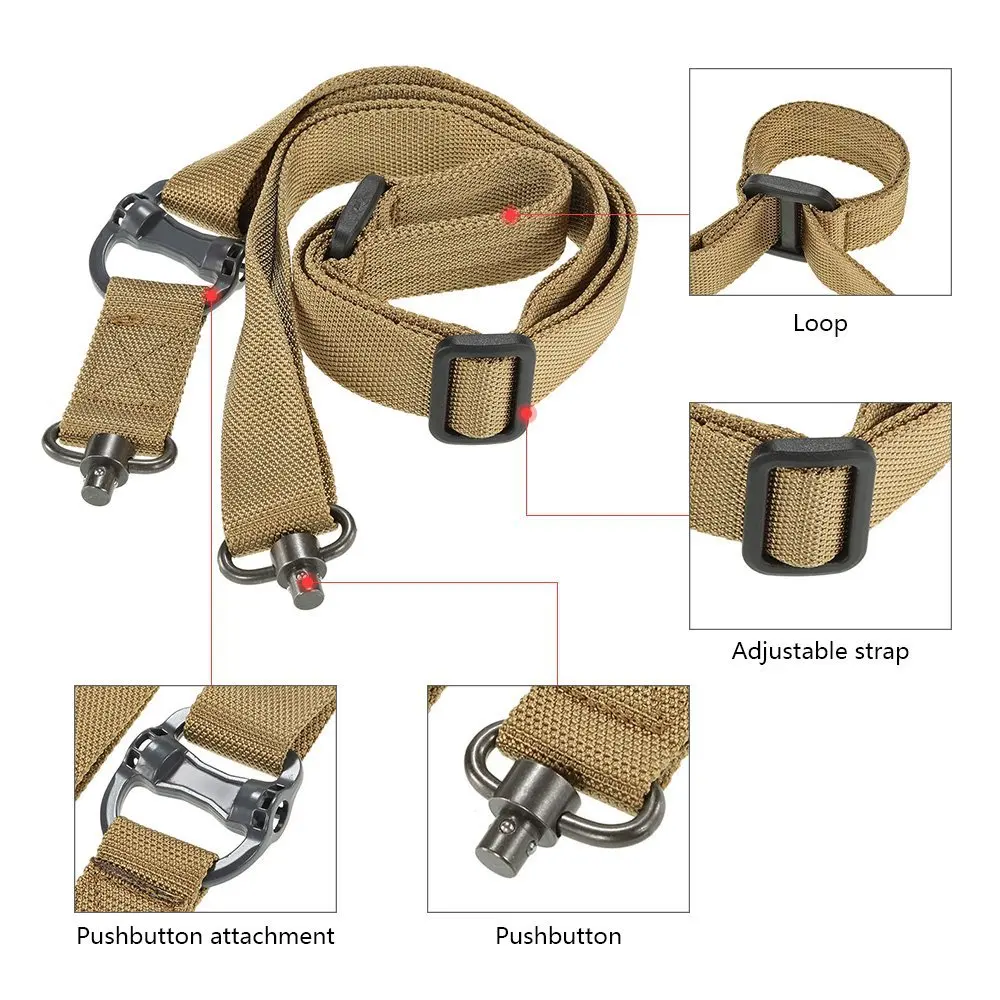 

MS4 Tactical Gun Sling Belt Rope QD Rotary Plug 2 Single Point Nylon Safety Lanyard Military Mission Gear Hunting Accessories