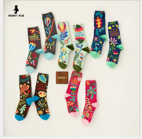 5pairs/lot! 2020 Van goh Series Cotton Creative Socks Personality Floral Socks