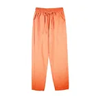 Брюки женские весенне-летние из хлопка и льна, однотонные, с эластичной талией, ярких цветов, шаровары, мягкие, S-XXL