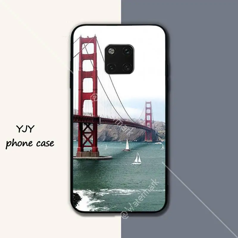 Yinuoda Золотые ворота мост черный мягкий чехол для мобильного телефона Huawei mate 9 10 20 30