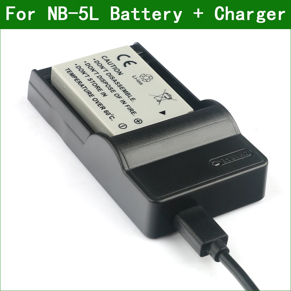 Аккумулятор NB-5L NB 5 л + зарядное устройство для цифровых камер Canon PowerShot SD700, SD800, SD790, SD950, SD890, SD990, SD970 IS
