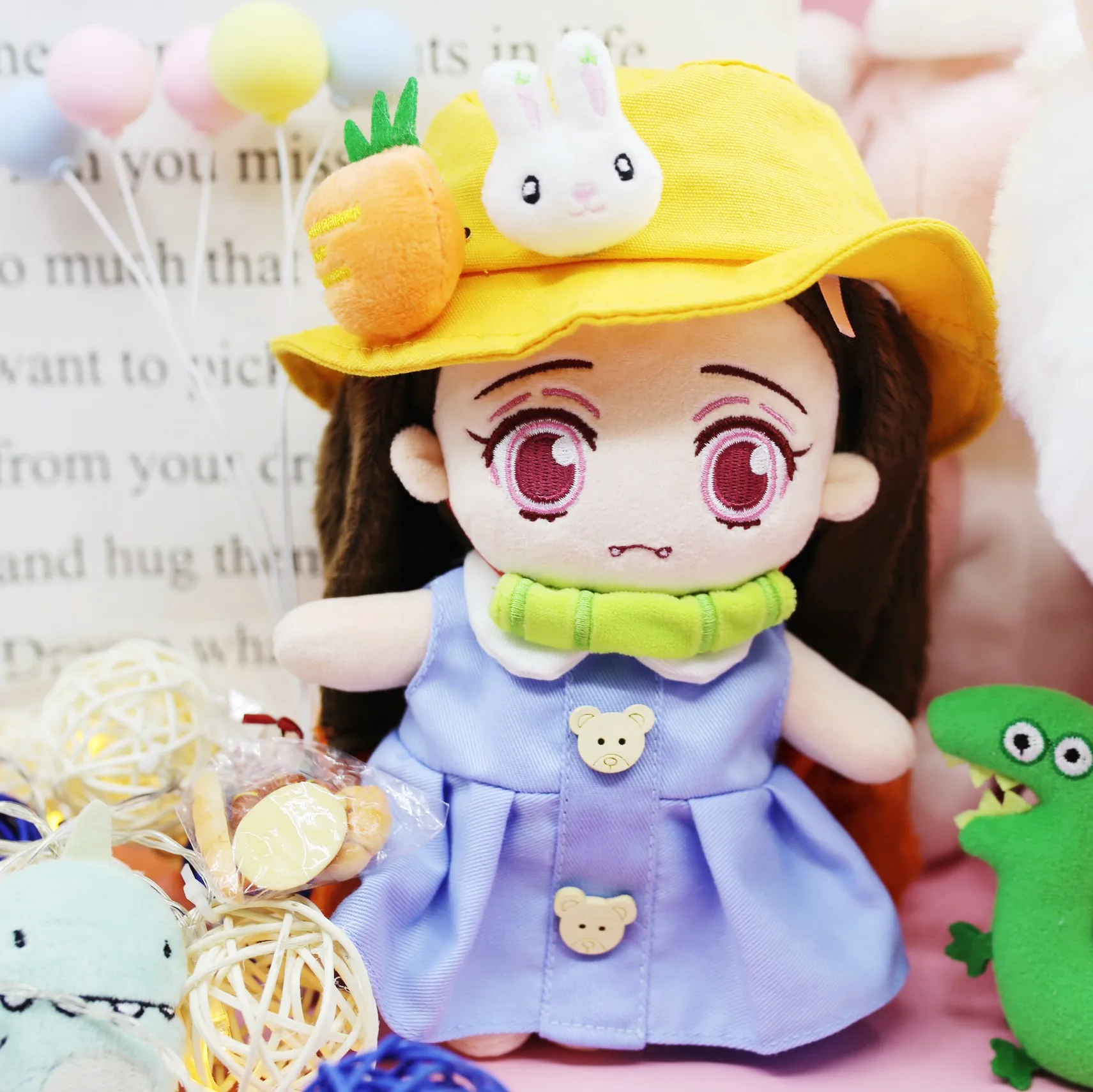 Cazadora de Nezuko de 9 "/23cm Nezuko Kamado peluche mu&ntilde;eca con 20cm mu&ntilde;eca ropa Kimono japon&eacute;s Anime de peluche de felpa figura Uoozii-5