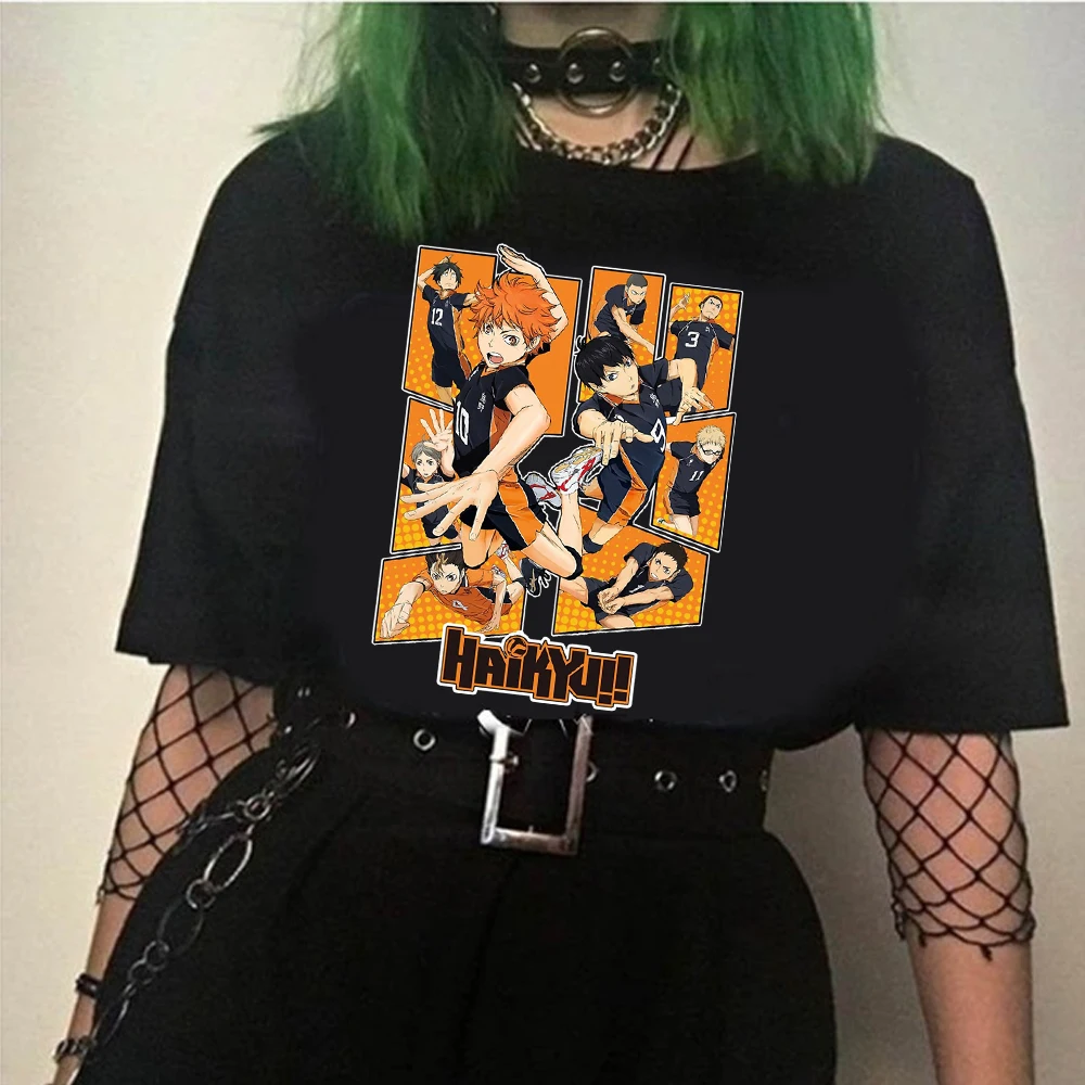 Футболка унисекс в стиле Аниме haikyuu Милая футболка для старшей школы Харадзюку 90s