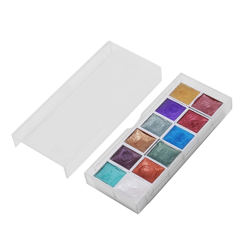 

XILEYW Solid Watercolor Paint Set, Portable Iron Box Pigment Set, Hand-Painted Pearl Color Nail Is Suitable for Art