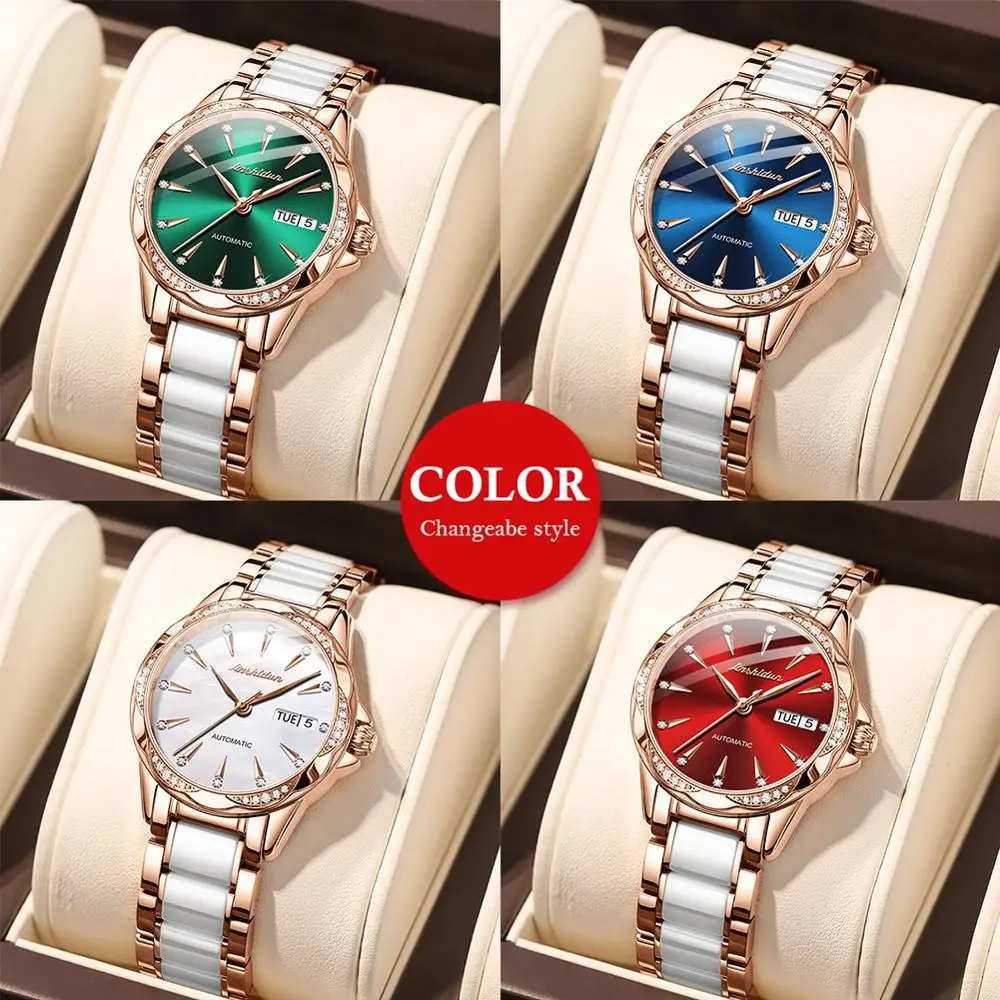 

Mechanical watches for women automatic elegant woman deep waterproof classic watch luxury big brand JSDUN ceramic ladies watch
