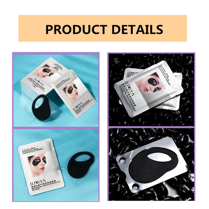 

ILISYA Resveratrol Brightening Black Eye Mask for Dark Circles Hydrating Eye Patches Puffiness Anti-aging Wrinkle Skin Care