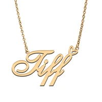 love heart tiff name necklace for women stainless steel gold silver nameplate pendant femme mother child girls gift