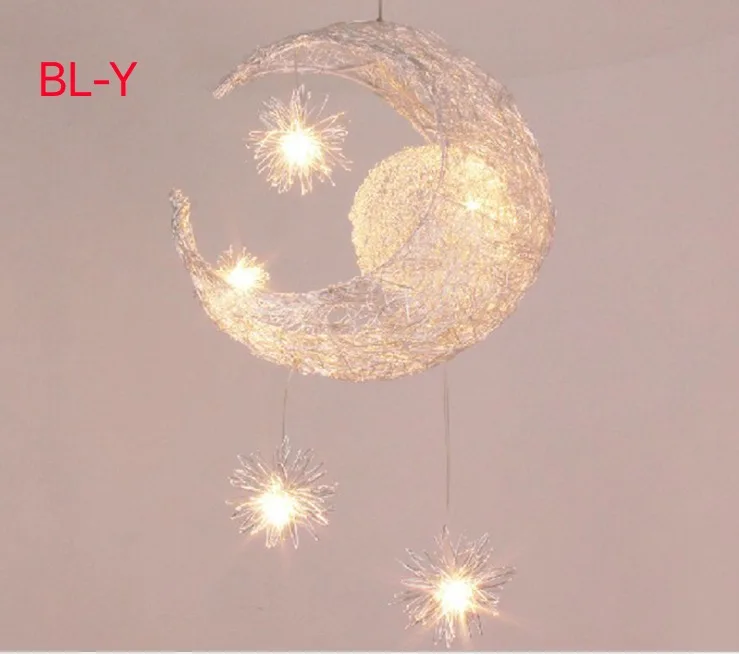 

Creative chandelier aluminum wire moon personality chandelier bar restaurant bedroom lighting simple children's room chandeliers