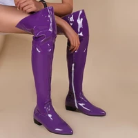women over knee boots shiny patent side zip low chunky heels boots thigh high shoes waterproof fetish boot womens shoes winter