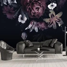 Настенные 3D-обои по фото по индивидуальному заказу, Современная Настенная роспись 3D с цветами розы, лилии, для гостиной, спальни, на черном фоне, Papel De Parede 3 D