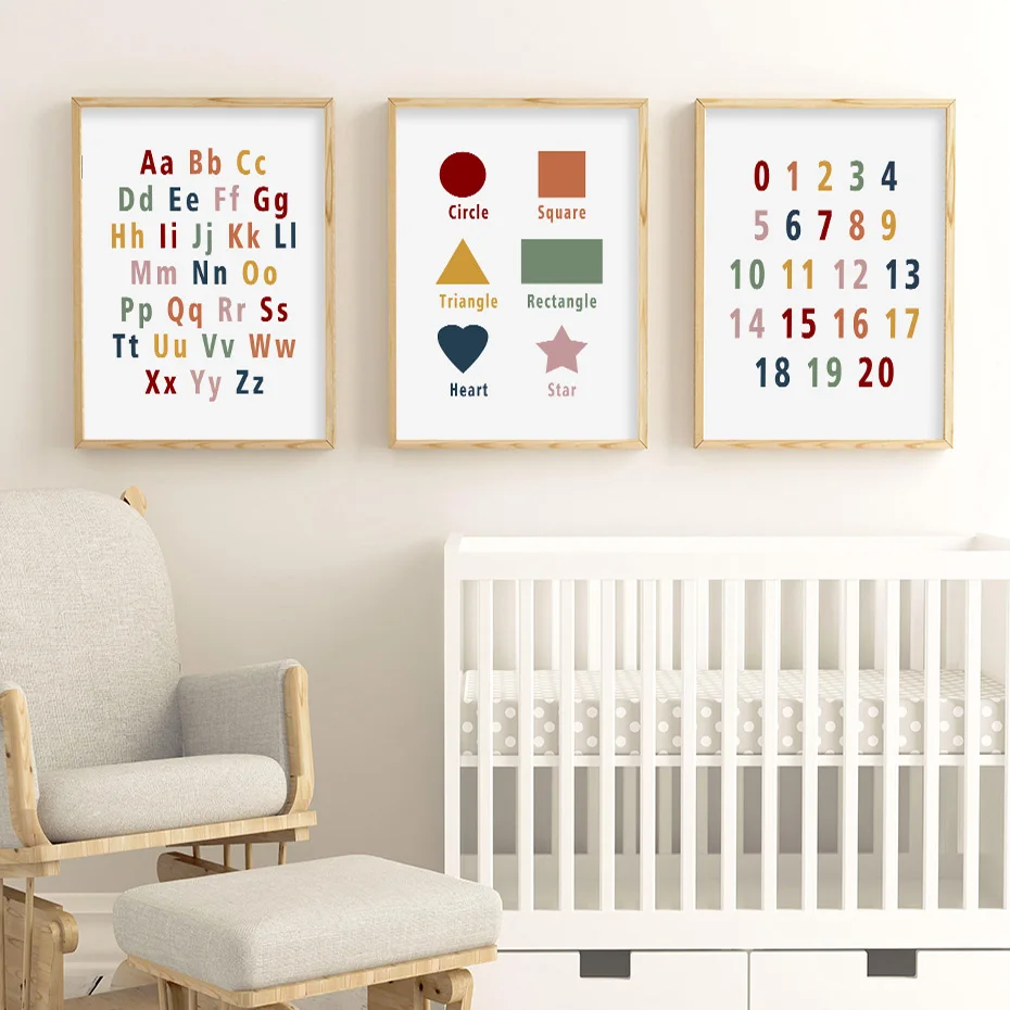 

Cartoon Nursery Dercoation Alphabet Canvas Painting Poster Print Scandinavia Wall Art Pictures for Living Room Home Decoration