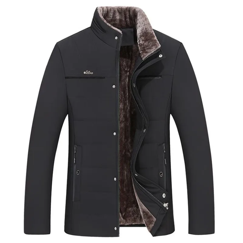 

Winter Men's Jacket Warm Fleece Business Casual Stand-up Collar Jacket Parker Thick Coat -30 Degrees Warm Fur Collar