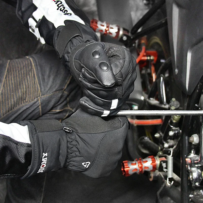 Зимние Перчатки для мотоциклистов длинные водонепроницаемые толстые теплые