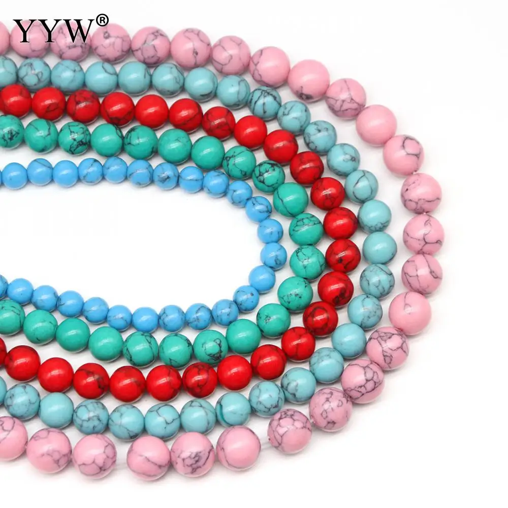 

Turquoise Beads Round Mix Color Turquoise Beads for Jewelry Making Diy Bracelet Necklace Length 38cm Sold By PC