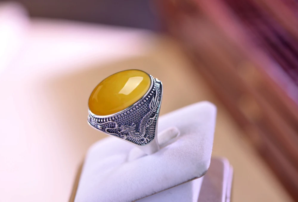 Мужское кольцо из тайского серебра с кабошоном 15 х20 мм | Украшения и аксессуары