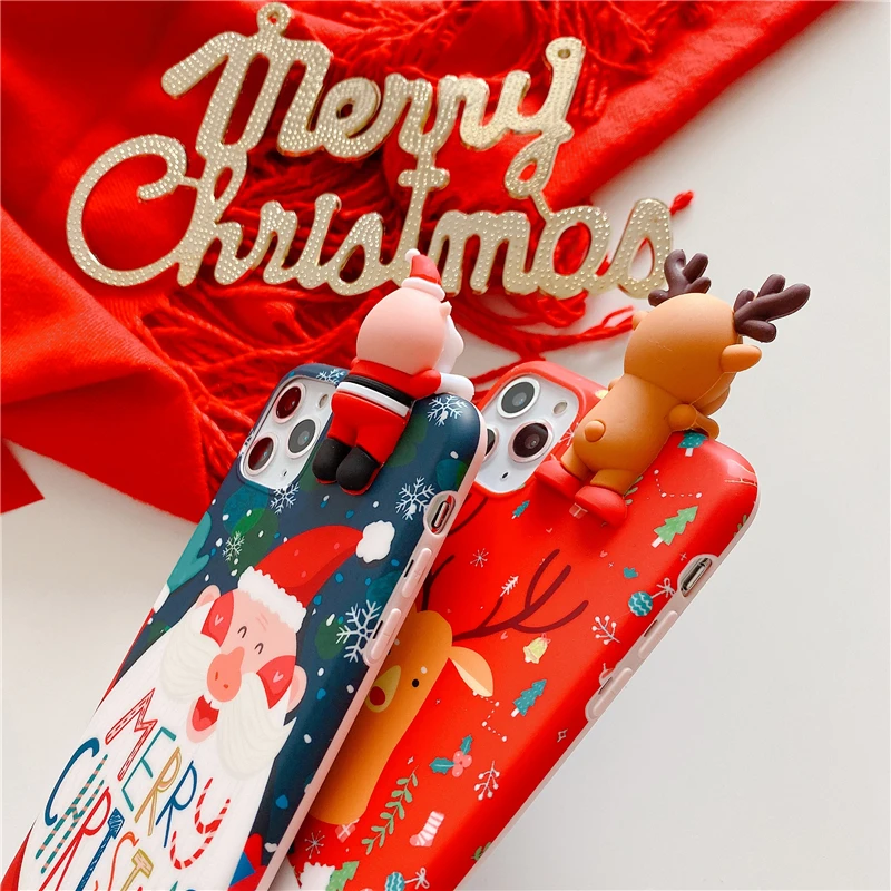 Christmas Cartoon Deer Phone Case For iPhone 11 Pro Max XR XS X Silicone Matte Cover 7 8 Plus 6 6S Xmas Gifts |