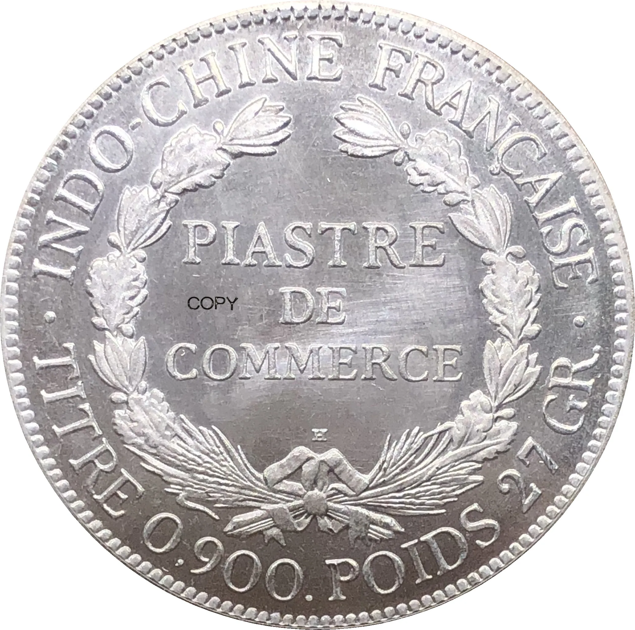 Французская монета Indochina 1921 H 1 Piastre Commerce REPUBLIQUE FRANCAISE cuproniccel с посеребренным