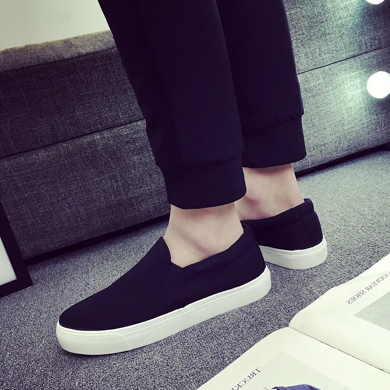 

Spring thick soled men's canvas solid color Korean old Beijing cloth shoes