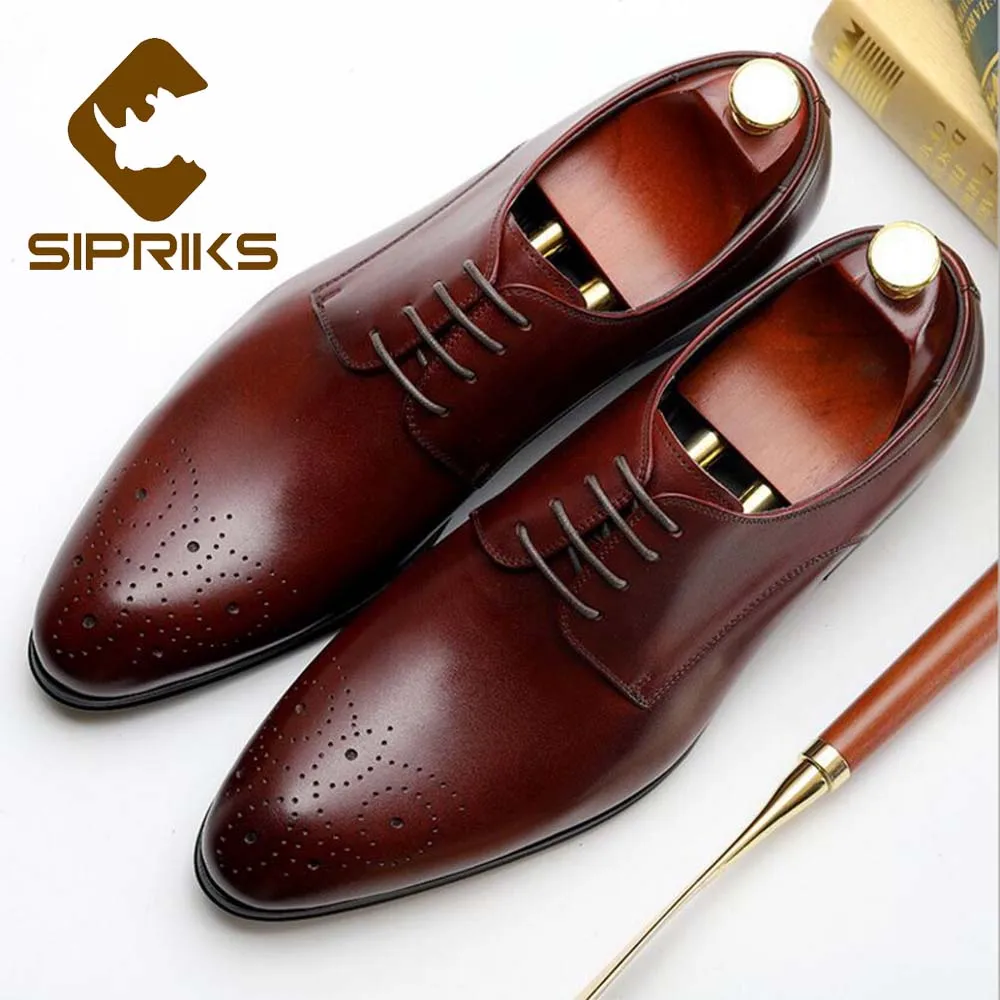 Роскошная обувь для мужчин sipriks брендовая мужская бордовая кожаная модельная