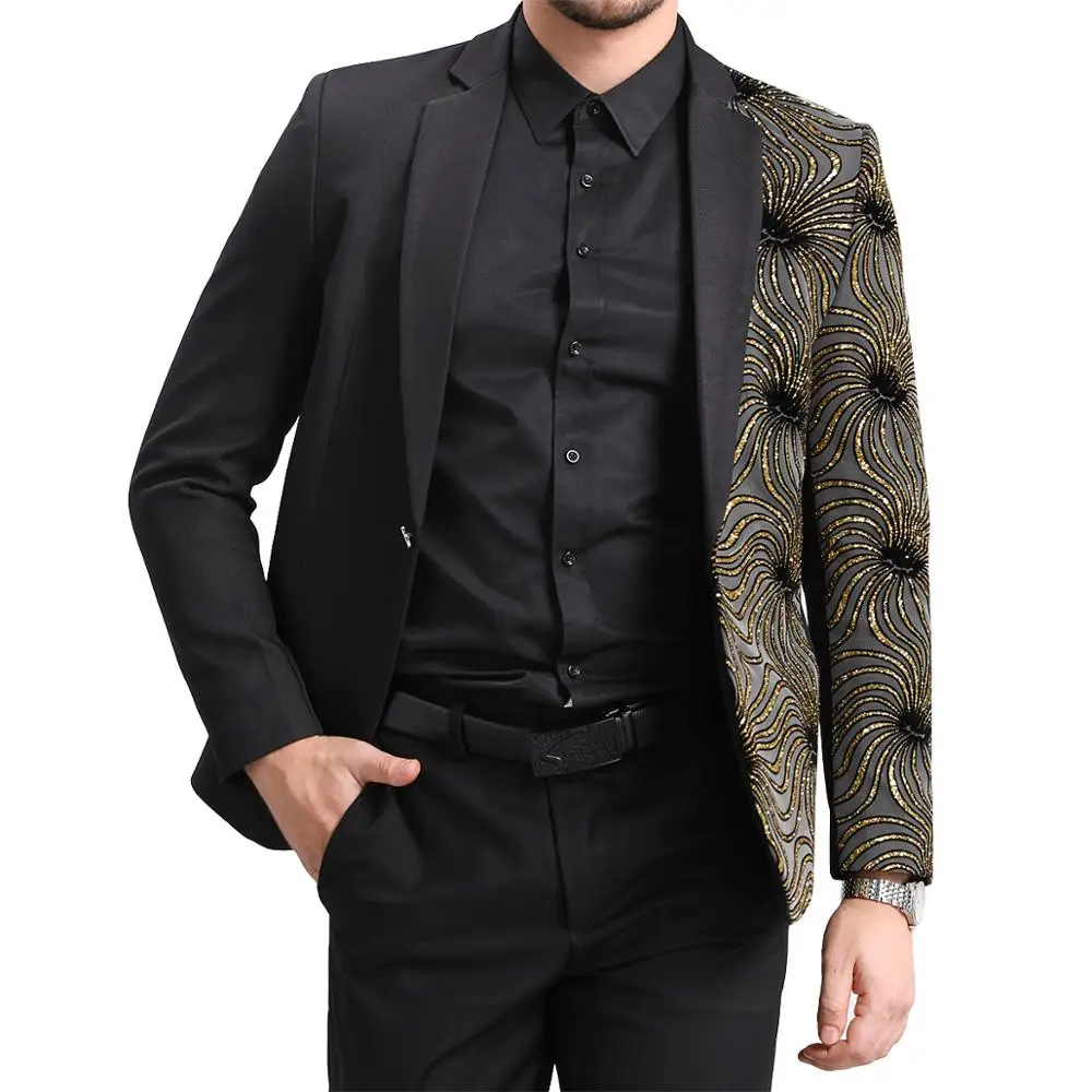 YUNCLOS однобортный сценический костюм с блестками мужской свадебный в стиле