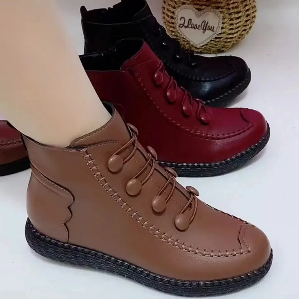 

Ankle boots female winter autumn casual mocassins women artifical leather boots cozy walking mother shoes