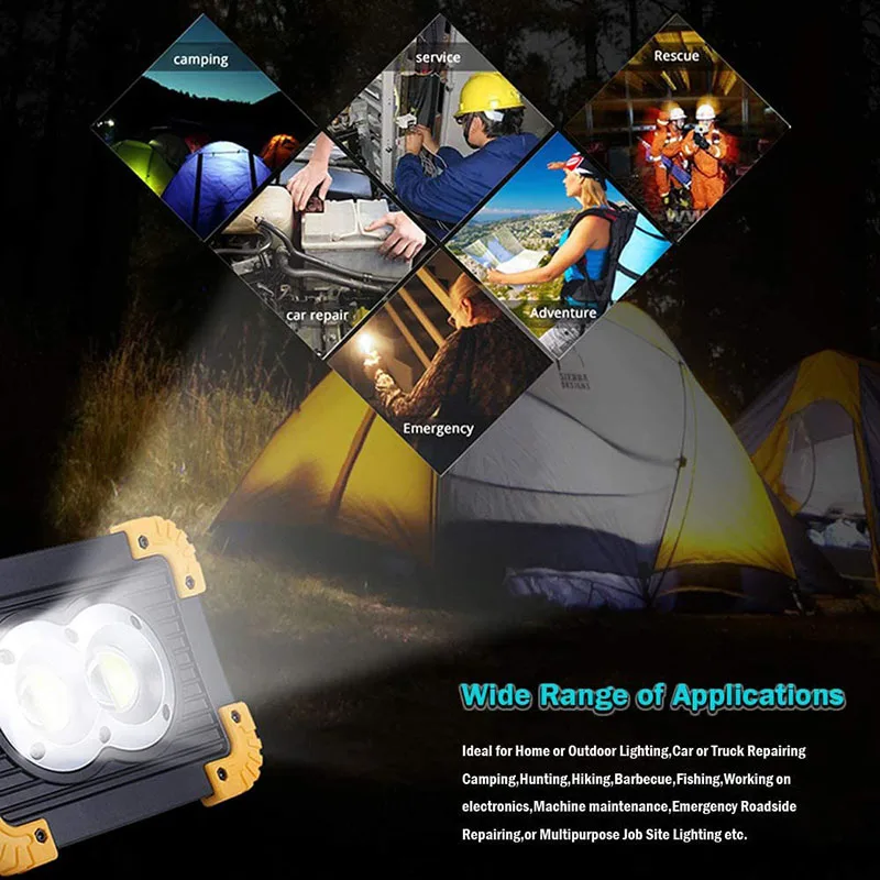 

100W Led Portable Spotlight 3000lm Super Bright Led Work Light Rechargeable for Outdoor Camping Lamp Led Flashlight Emergency