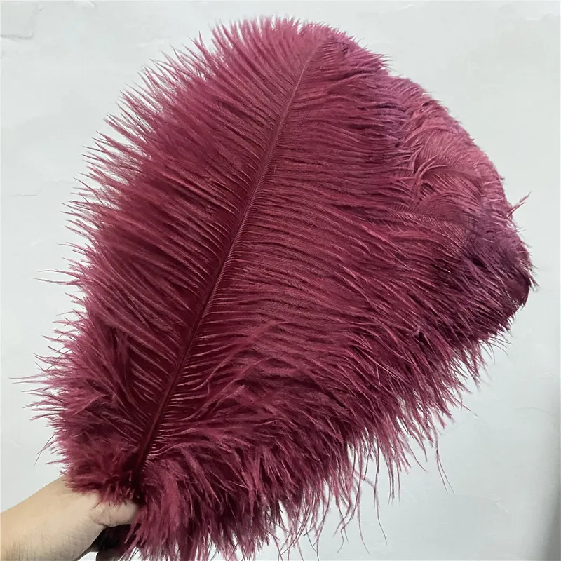 

wholesale 100pcs/lot high quality ostrich feather Red wine 14-16inches/35-40cm Wedding celebration Christmas feathers for crafts