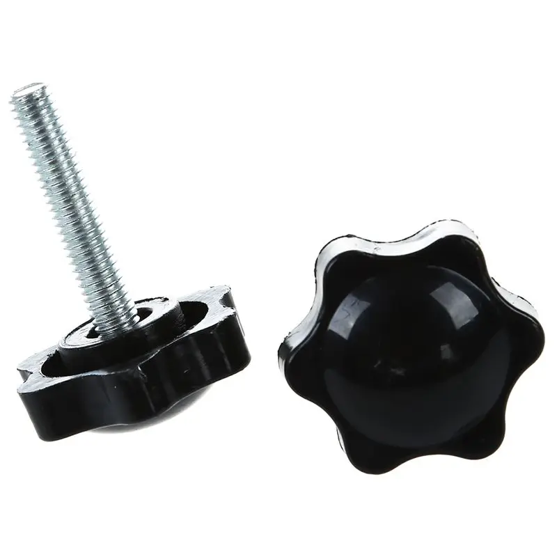 

New 2 Pcs M6 x 30mm Male Thread 32mm Star Head Clamping Knob Black