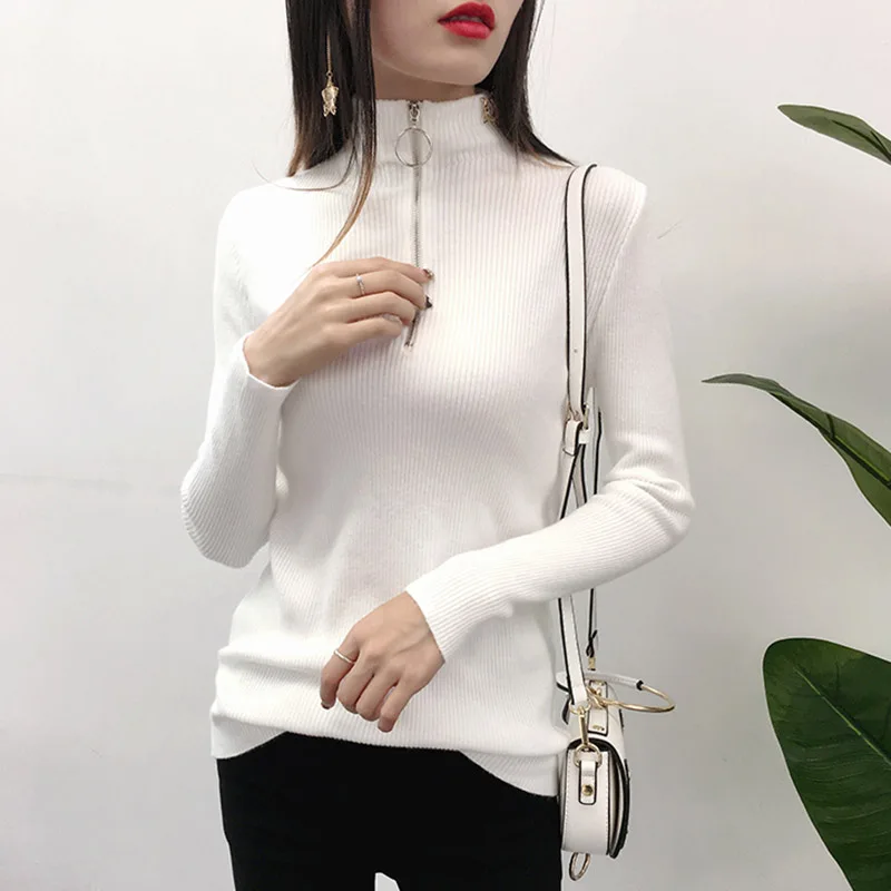Winter Woman Knits Sweaters High Elasticity Shirts 2019 New Autumn Turtleneck Korean Womans Knit Shirt | Женская одежда