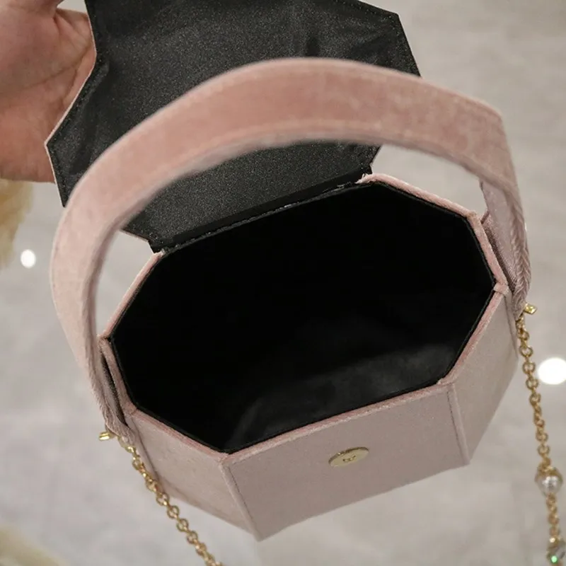 

Female Bag Pearl Chain Shoulder Portable Messenger Bag Gold Velvet Suede 2020 Autumn and Winter New Women Purse and Handbags