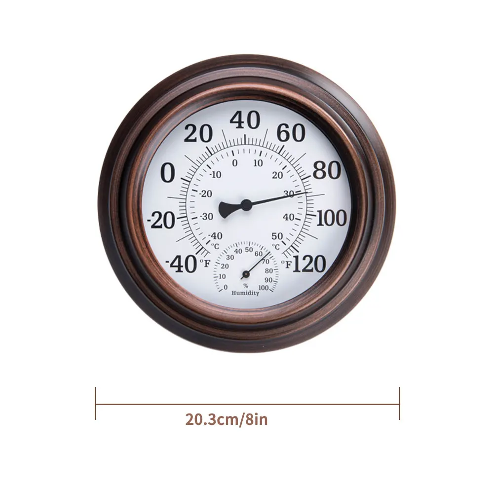 

Wall Thermometer Hygrometer Indoor Outdoor Round Dial Humidity Meter Temperature Home Use Gauge Pointer Thermohygrometer