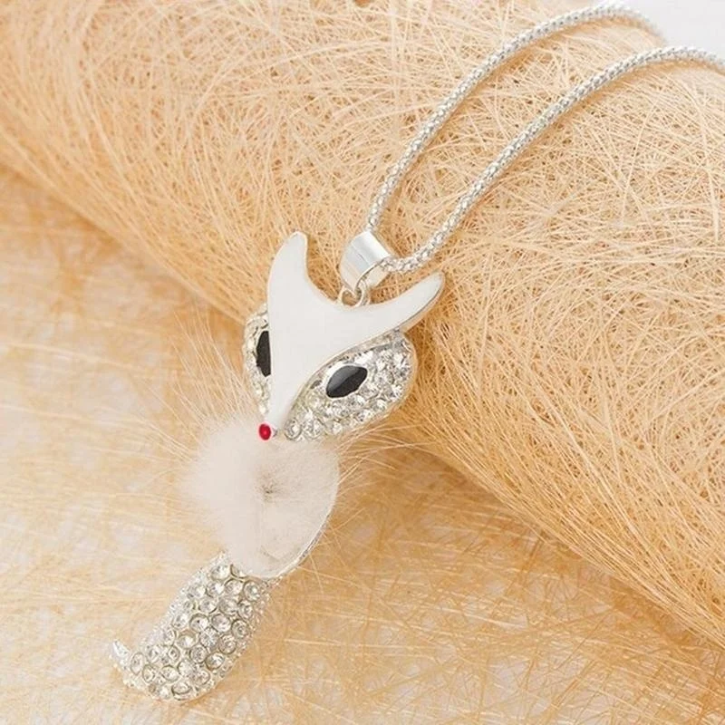 Лисий шерстяной свитер цепочка Кулон модный ожерелье Длинный женский| |