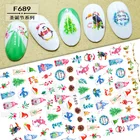 Рождественская 3D наклейка для ногтей, зимние милые Мультяшные слайдеры, снежинка, искусственное дерево, наклейка, УФ-гель, Полис, маникюр, фольга, Декор